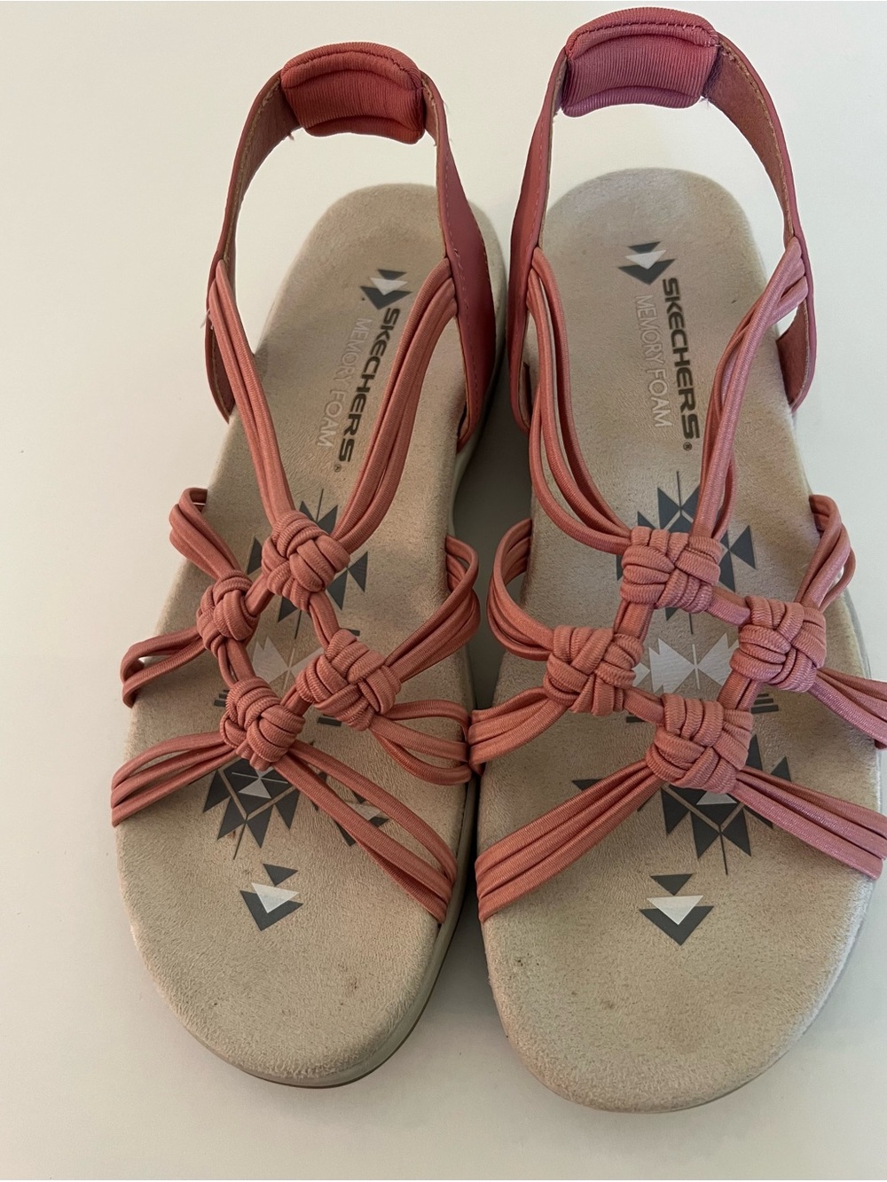 Skechers Women's Pink Knotted Slingback Sandals - Memory Foam Comfort Size 7